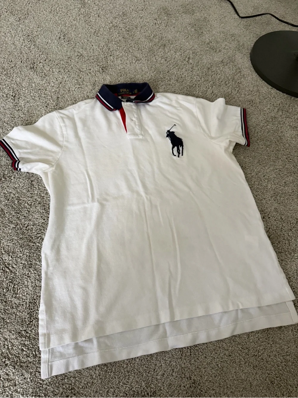 Ralph Lauren Big Pony Custom Fit White Polo Shirt
